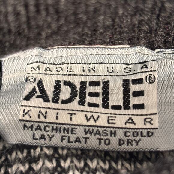 Vintage Adele Knitwear Black White Teddy Bear Sweater Pullover 90s Made in USA - Picture 7 of 10